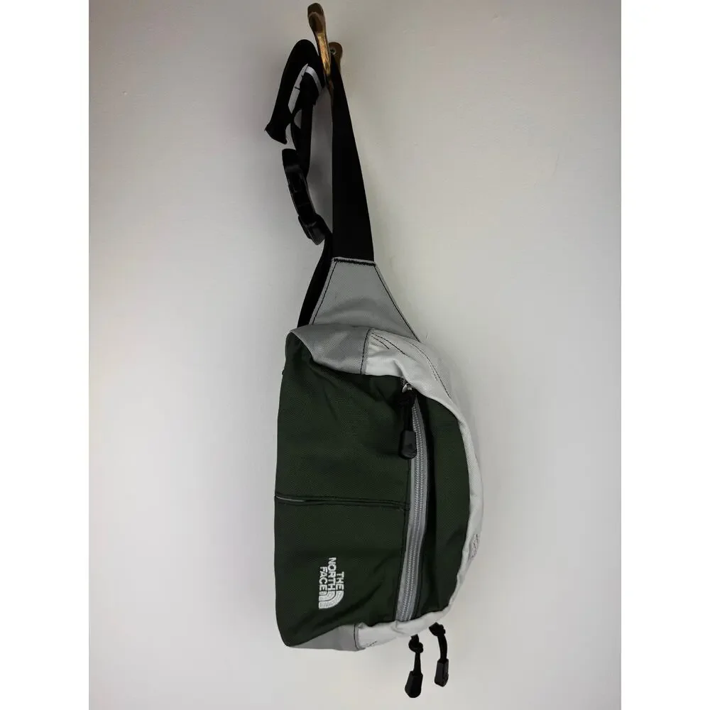 The North Face Gray Green Black Fanny Pack Embroidered Logo Outdoor Waist Bag